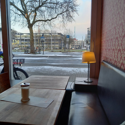 Blick aus dem Café.